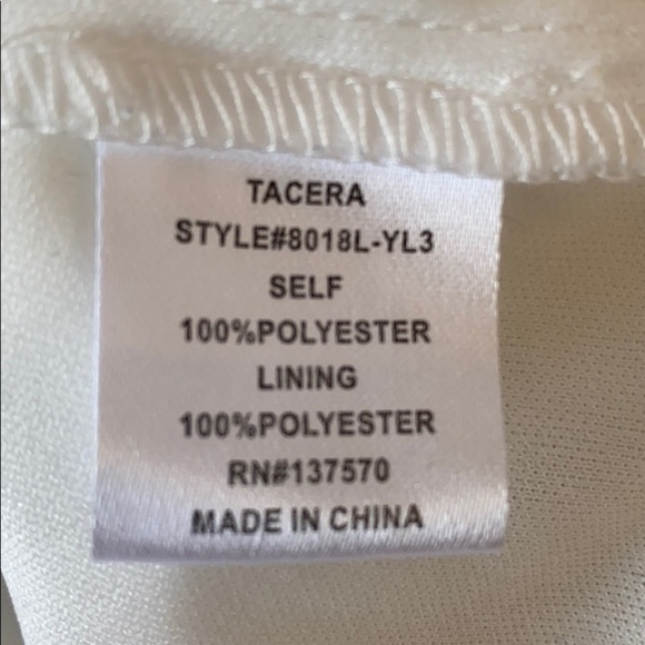 Tacera Sz M White Lacy Angled 3/4 Sleeved Dress - Picture 6 of 7